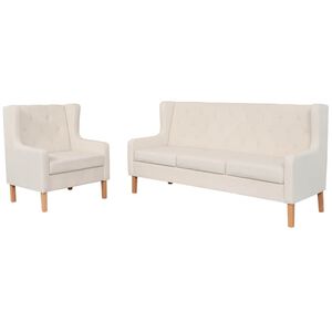 vidaXL 2-dijelni set sofa od tkanine krem bijeli