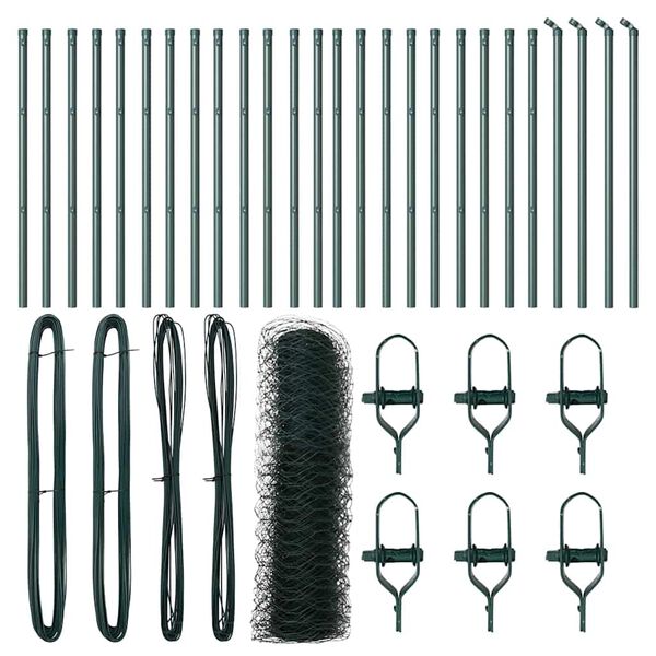 vidaXL Stup za ogradu Zelena 50 x 0,5 m (mreža od 50 mm) Čelik i PVC