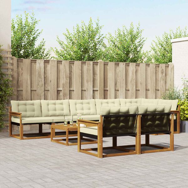 vidaXL Set vanjskih sofa s jastukom 9 pcs Prirodna i krem