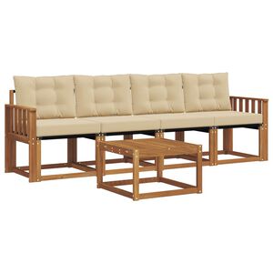 vidaXL Set vanjskih sofa s jastukom 5 pcs Prirodna i bež