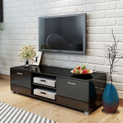 vidaXL TV ormarić visoki sjaj crni 140 x 40,5 x 35 cm