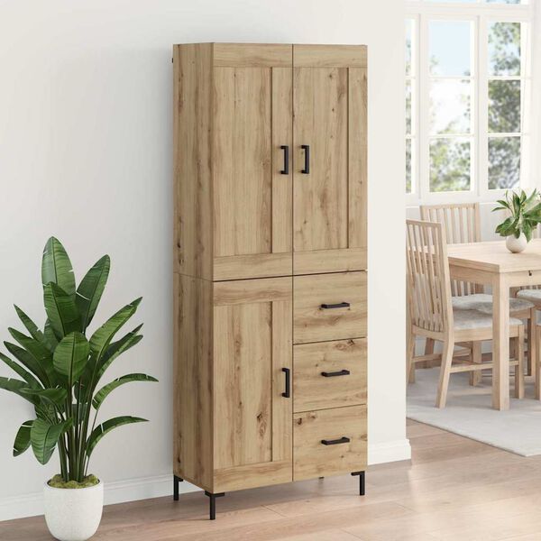 vidaXL Highboard s ladicama 2 pcs Umjetnički hrast Konstruirano drvo