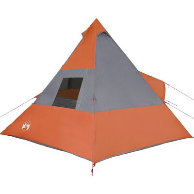 vidaXL Šator tipi za kampiranje za 7 osoba sivo-narančasti vodootporni