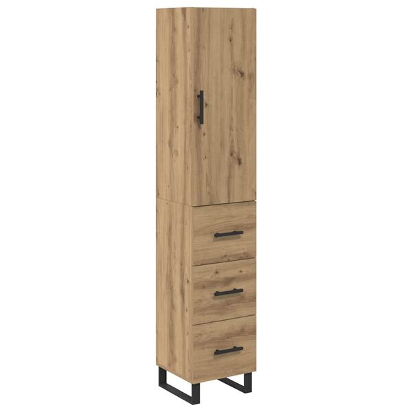 vidaXL Highboard Umjetnički hrast 34,5 x 34 x 180 cm Konstruirano drvo