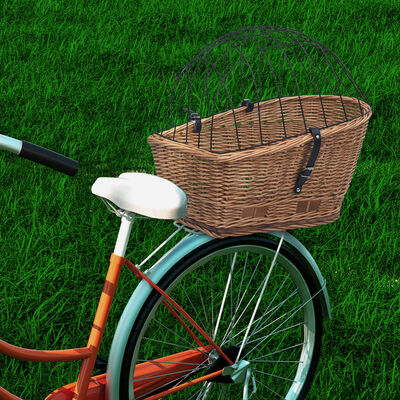 vidaXL Stražnja košara za bicikl s pokrovom 55x31x36 cm prirodna vrba