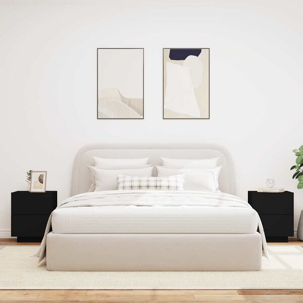 vidaXL Noćni ormarići s LED svjetlima 2 kom crni od konstruiranog drva