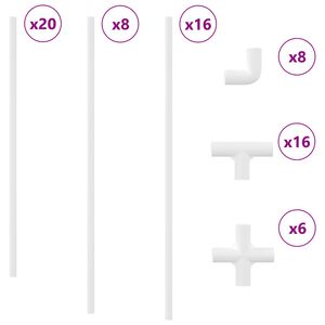vidaXL PVC Cijev 2 pcs Bijelo 12,2 x 1,8 x 500 mm PP, PE