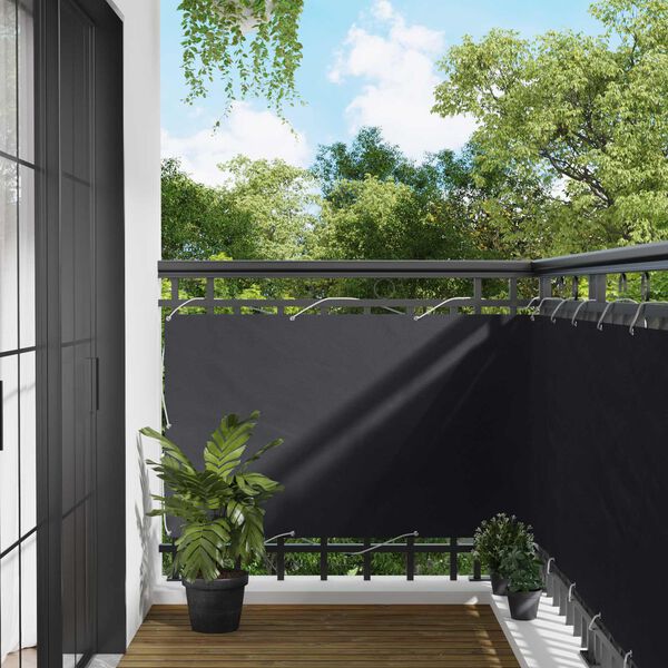 vidaXL Balcony ekran Crna 90 x 200 cm PU prekriveni oksford alu
