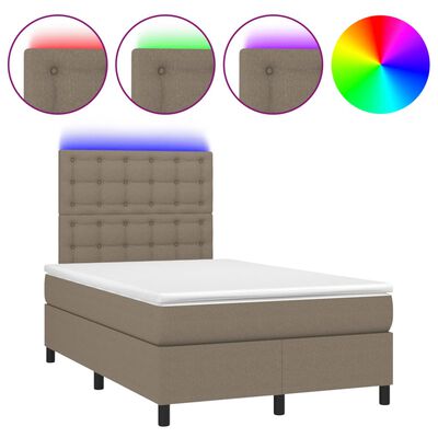 vidaXL Krevet s oprugama i madracem LED smeđesivi 120x190cm od tkanine