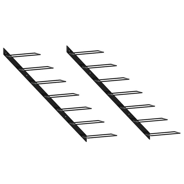 vidaXL Zidni stalci za vino za 14 boca 2 kom crni metalni