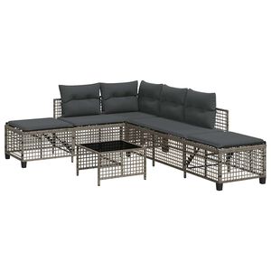 vidaXL 3-dijelni set kutne vrtnih sofa s jastucima sivi od poliratana