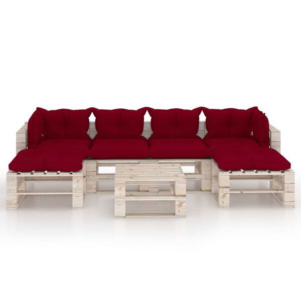 vidaXL 7-dijelna vrtna garnitura od paleta od borovine s jastucima