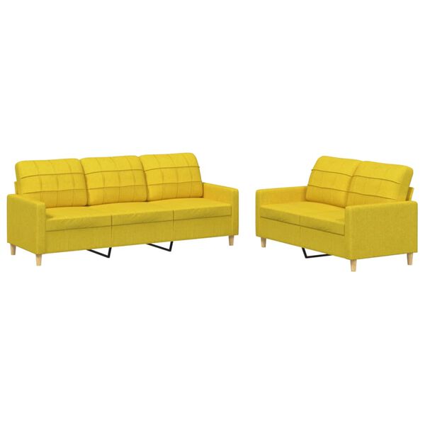 vidaXL 2-dijelni set sofa s jastucima svjetložuti od tkanine