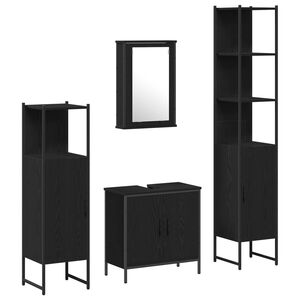 vidaXL Set namje&scaron;taja za kupaonicu 4 kom. Crna 33 x 33 x 185,5 cm