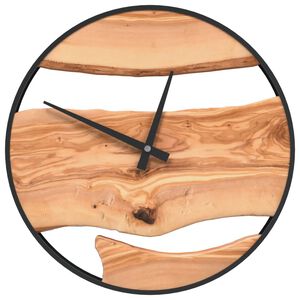 vidaXL Zidni sat smeđi &Oslash; 35 cm od željeza i drva masline