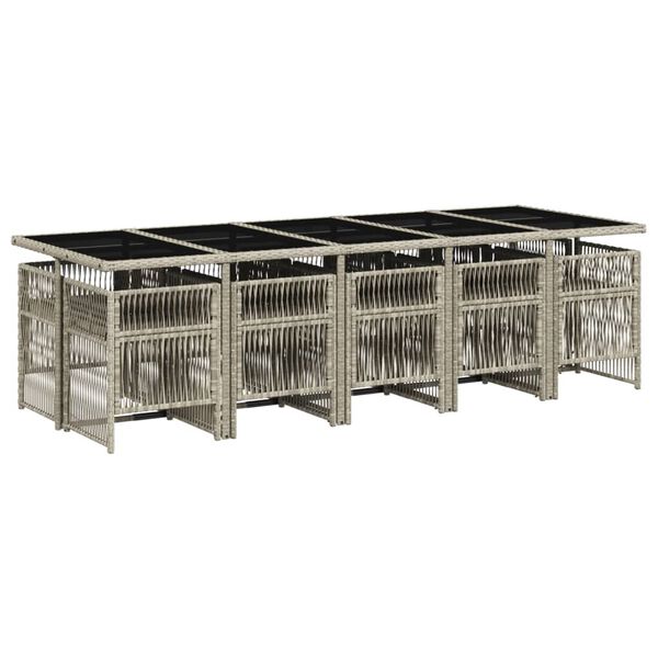 vidaXL 11-dijelni vrtni blagovaonski set s jastucima svijetlosivi