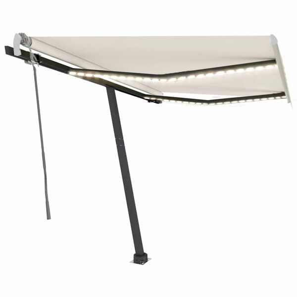 vidaXL Tenda na ručno uvlačenje s LED svjetlom 350 x 250 cm krem