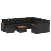 vidaXL 11-dijelni set vrtnih sofa od poliratana s jastucima crni