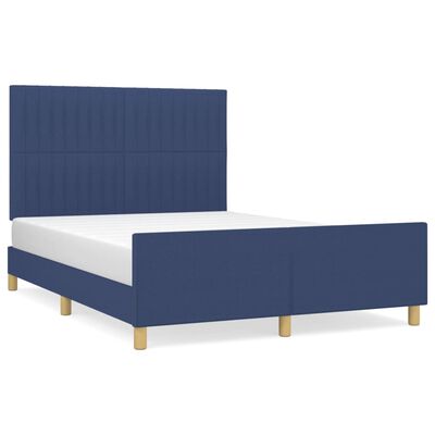 vidaXL Okvir za krevet s uzglavljem plavi 140 x 200 cm od tkanine