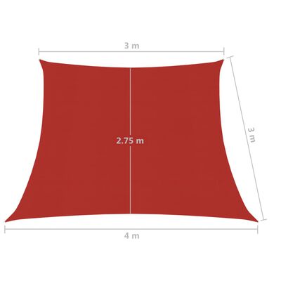 vidaXL Jedro za zaštitu od sunca 160 g/m² crveno 3/4 x 3 m HDPE
