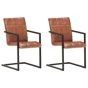 vidaXL Konzolne blagovaonske stolice od prave kože 2 kom smeđe