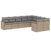 vidaXL 9-dijelni set vrtnih sofa s jastucima bež od poliratana