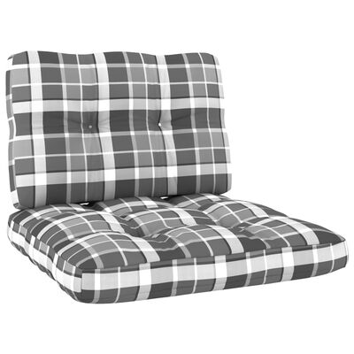 vidaXL Vrtne stolice 2 kom i sivi karirani jastuci od borovine
