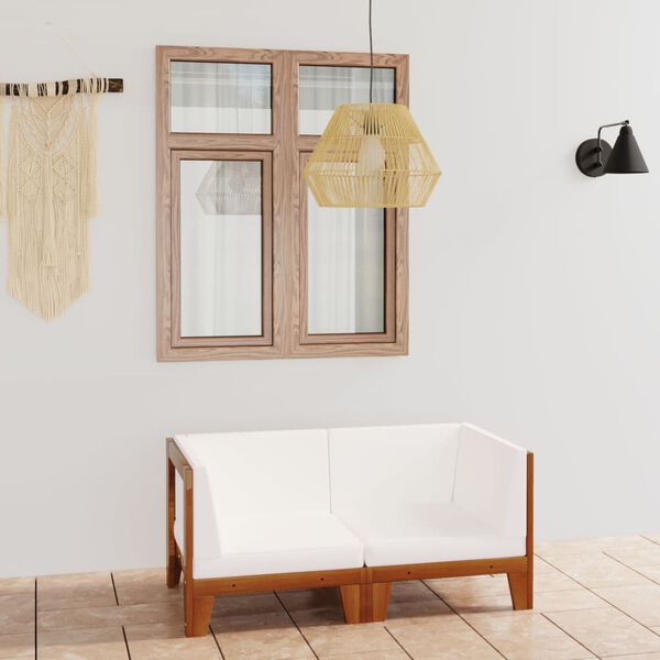 vidaXL Dvosjed s krem bijelim jastucima masivno bagremovo drvo