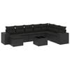 vidaXL 9-dijelni set vrtnih sofa s jastucima crni od poliratana