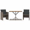 vidaXL 3-dijelni bistro set od poliratana s jastucima sivi