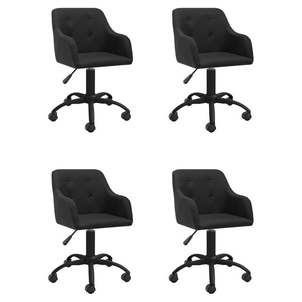 vidaXL Okretne blagovaonske stolice od tkanine 4 kom crne