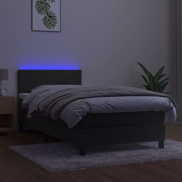 vidaXL Krevet box spring s madracem LED tamnosivi 80 x 200 cm bar&scaron;un