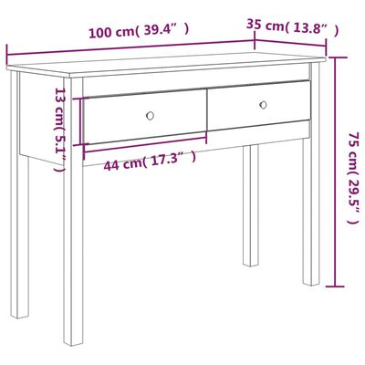 vidaXL Konzolni stol 100x35x75 cm od masivne borovine