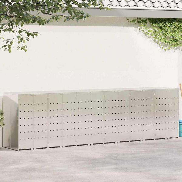 vidaXL Skladi&scaron;tenje kanti za 3 kante Srebrno 340 x 77.5 x 115.5 cm