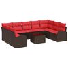 vidaXL Set sofe s jastukom 10 pcs Smeđa Poli Ratan