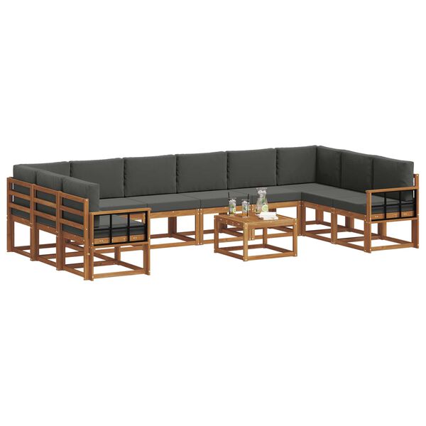 vidaXL Set vanjskih sofa s jastukom 11 pcs Prirodna i antracit
