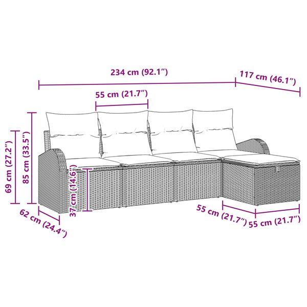 vidaXL Set sofe s jastukom s pohranom Svijetlo siva poliratan