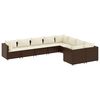 vidaXL 9-dijelni set vrtnih sofa s jastucima poliratan smeđi