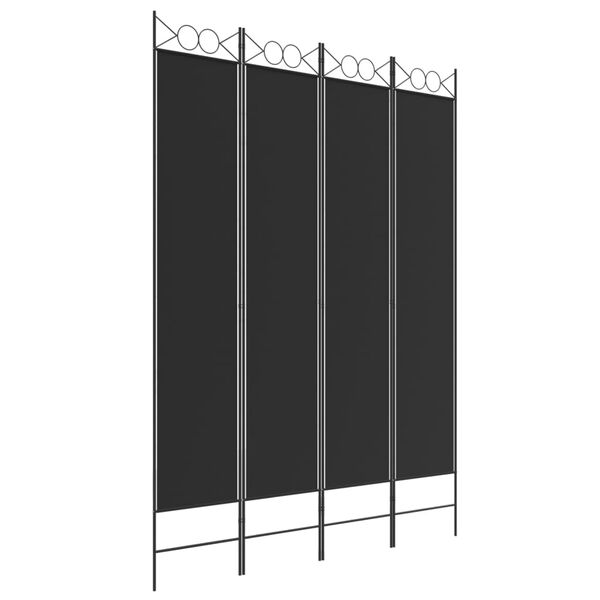 vidaXL Sobna pregrada s 4 panela crna 160x220 cm od tkanine