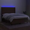 vidaXL Krevet box spring s madracem LED tamnosmeđi 140x190 cm tkanina