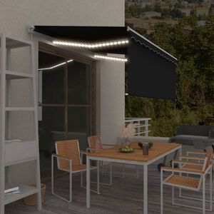 vidaXL Tenda na ručno uvlačenje s roletom LED 3 x 2,5 m antracit