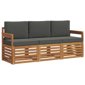 vidaXL Setovi sofa 3 kom. Prirodna i antracit Čvrsto drvo akacije