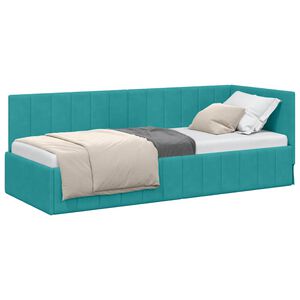 vidaXL Kutni okvir kreveta s uzglavljem Tirkizna 80 cm x 200 cm Bar&scaron;un
