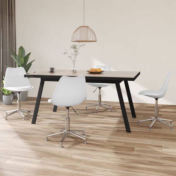 vidaXL Okretne blagovaonske stolice od umjetne kože 4 kom bijele