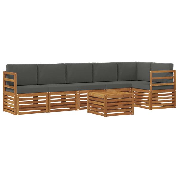 vidaXL Setovi sofa 7 pcs Prirodna i antracit Čvrsto drvo akacije