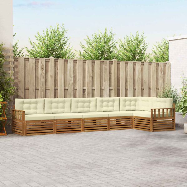 vidaXL Set vanjskih sofa s jastukom 6 pcs Prirodna i krem