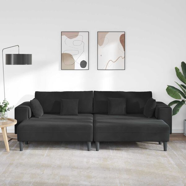 vidaXL Sofa 3 pcs Crna 250 x 188 x 76 cm Bar&scaron;un