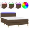 vidaXL Krevet box spring s madracem LED tamnosmeđi 140x200 cm tkanina