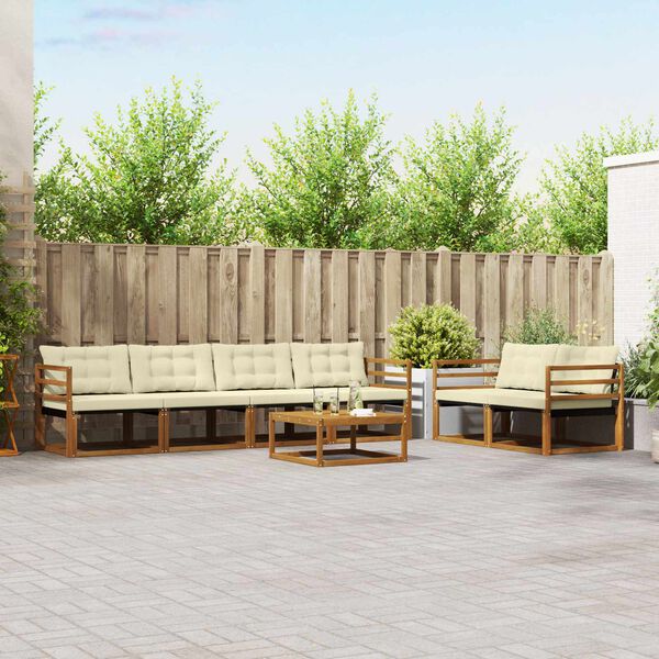 vidaXL Set vanjskih sofa s jastukom 7 pcs Prirodna i krem