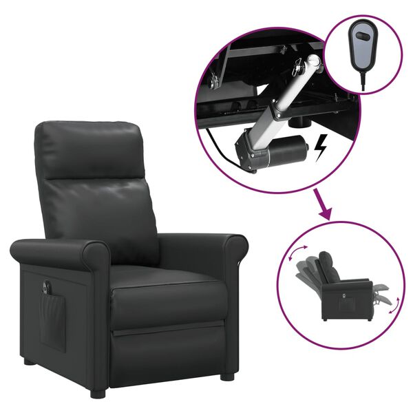 vidaXL Električni naslonjač od umjetne kože crni